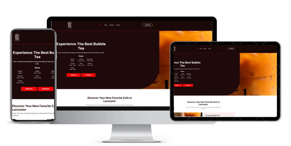 Responsive website design for Boba Thai Cafe