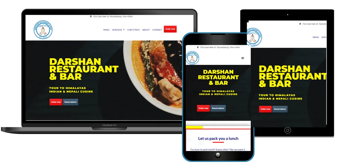 Responsive website design for Darshan Restaurant and Bar